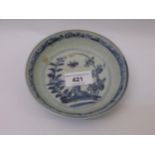 Chinese porcelain shallow bowl with blue floral decoration, 13.5cm diameter