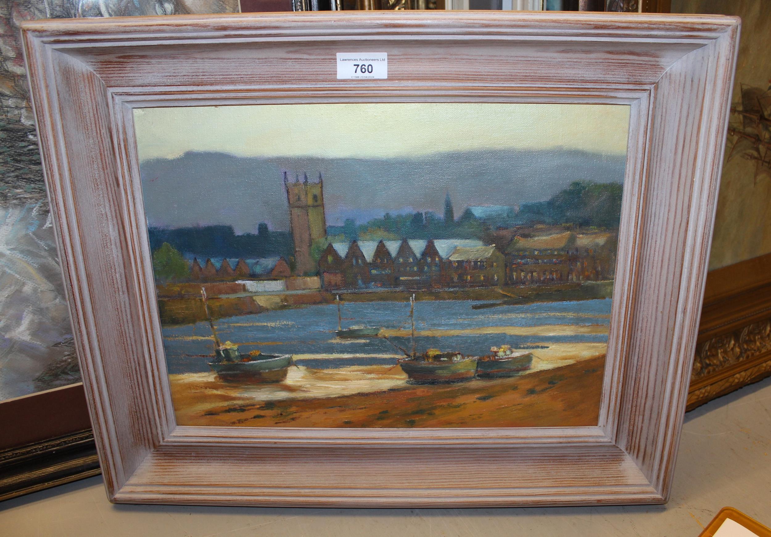 20th Century oil on canvas, ' October Dusk, St. Ives, Cornwall ', framed, 29 x 39cm - Image 2 of 2