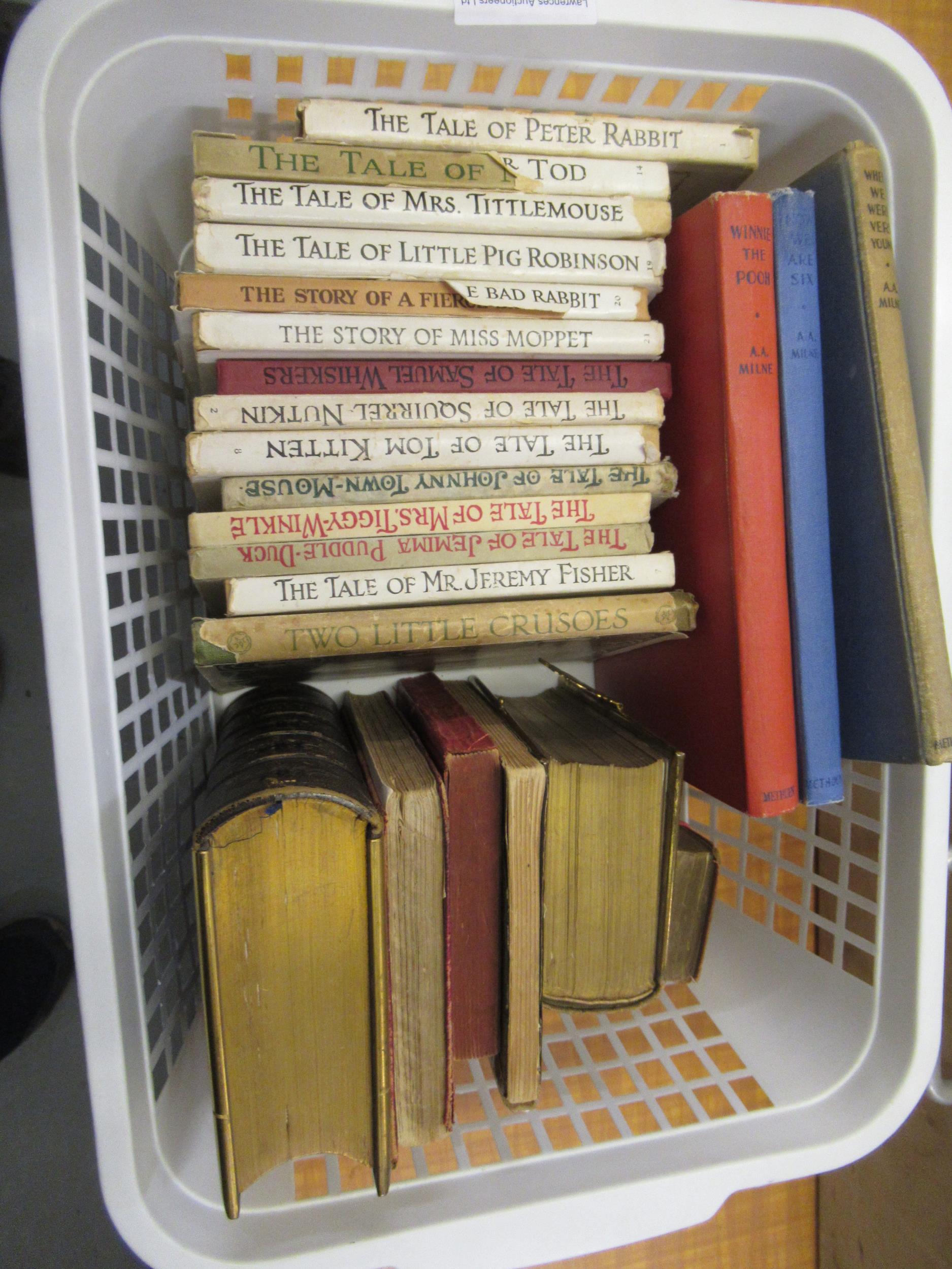 Quantity of various childrens and other books including Beatrix Potter, Winnie the Pooh and Holy