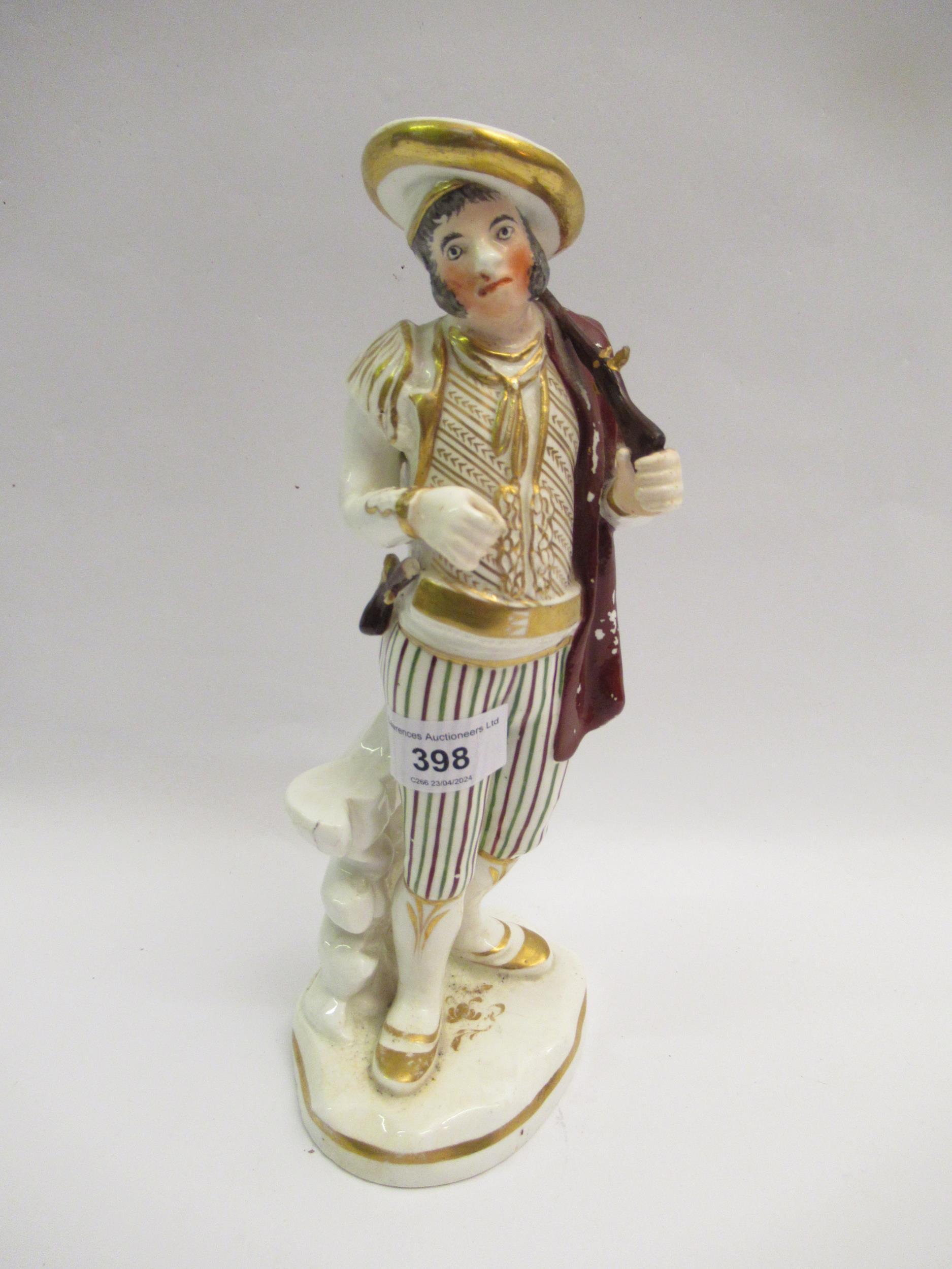 19th Century Dudson Staffordshire figure of a Continental huntsman (with damages), 26cm high