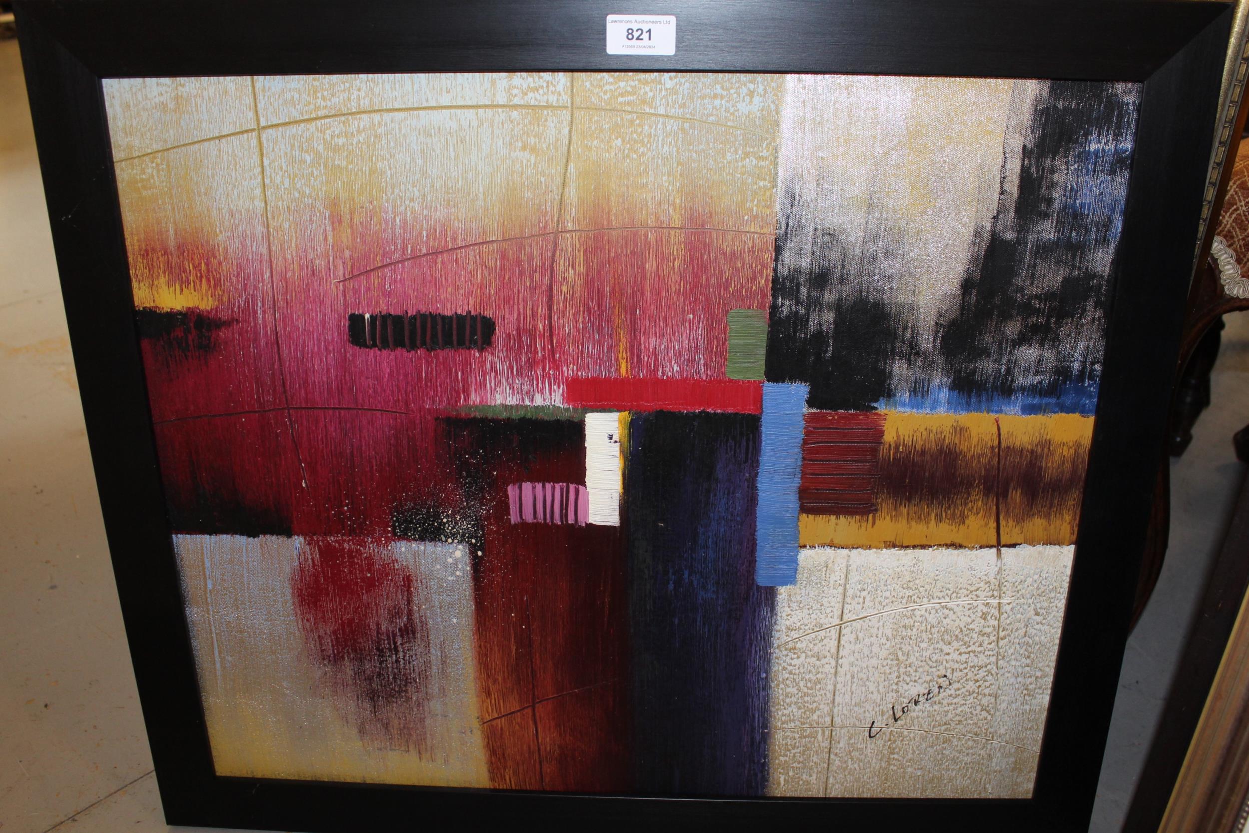 Two 20th Century abstract paintings on canvas, signed C. Loren, 50 x 60cm each - Image 2 of 2