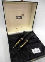 Montblanc No. 149, two fountain pen set, one with an 18ct gold nib, the other with a 14ct gold nib