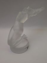 Lalique frosted glass figure of a kneeling female (bruise to leg), 14cm high