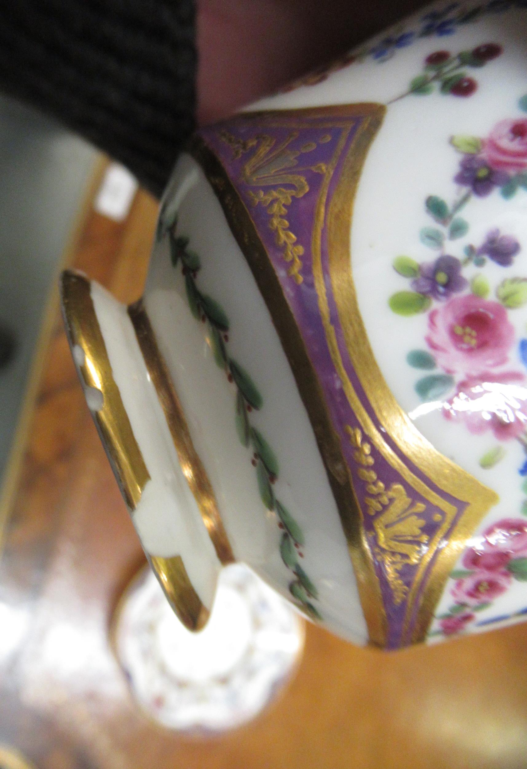 Sevres porcelain cabinet cup and saucer with floral and swag decoration Various chips, as shown in - Image 5 of 13