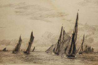W.L. Wyllie, signed drypoint etching, shipping scene, ' The Jenkin Swatchway ', 27cm x 39cm
