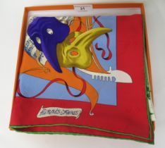 Hermes, Paris, silk scarf, ' Le Carnaval de Venise ' designed by Hubert de Watrigant 1993, 90cm