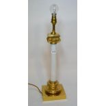 White opaque glass and gilt brass table lamp