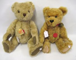 Two Hermann late 20th century articulated plush teddy bears with growlers and original labels
