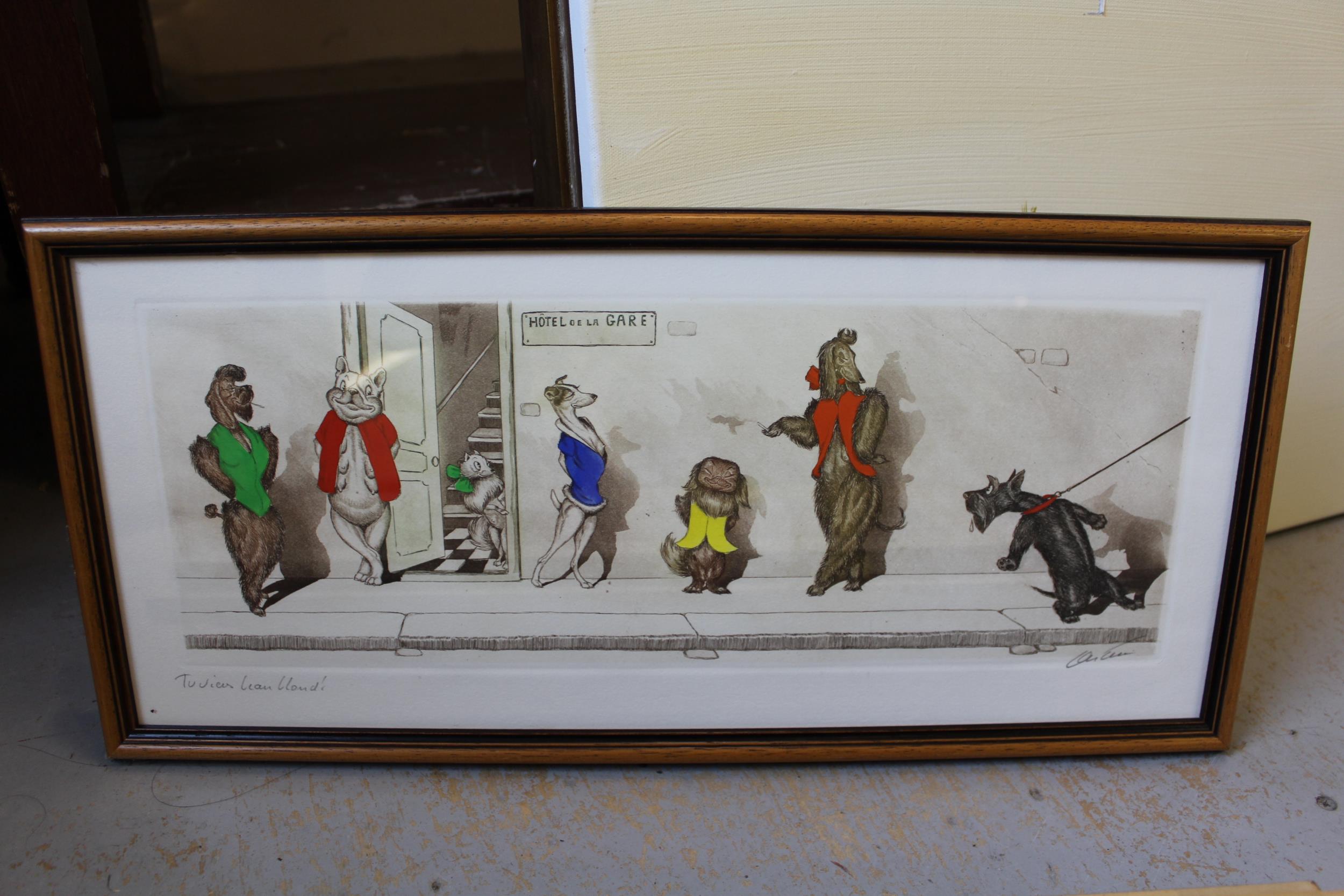 Boris Oklein, group of six coloured etchings, caricatures of dogs, signed in pencil by the artist, - Image 7 of 7