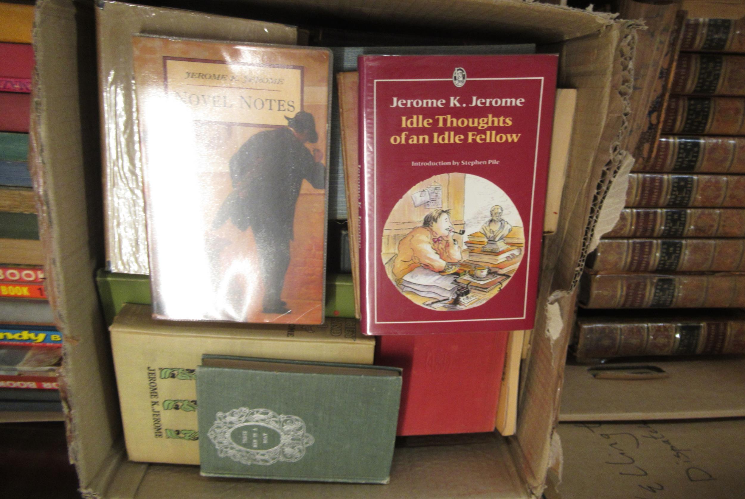 Box containing a quantity of various novels by Jerome K. Jerome