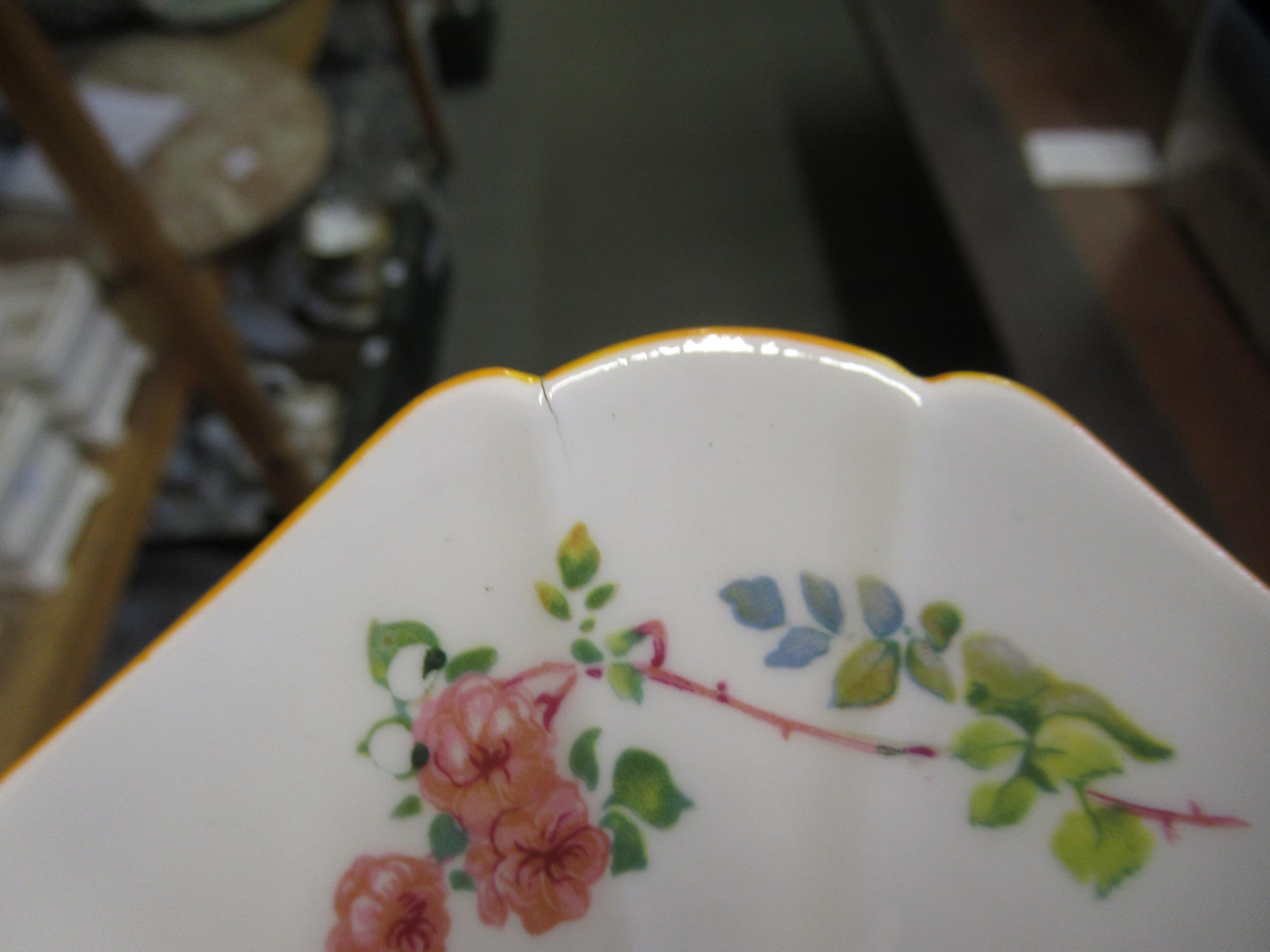 1930's Shelley fifteen piece coffee service with floral decoration small firing crack as shown in - Image 2 of 2