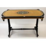 Edwards & Roberts, Victorian satin birch walnut and ebonised centre table with marquetry centre