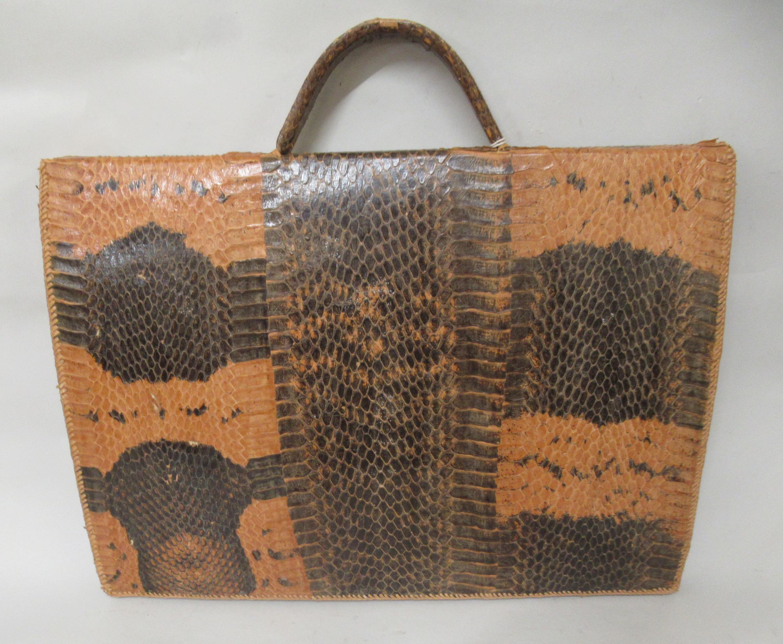Snakeskin and leather briefcase, 43cm wide - Image 2 of 2