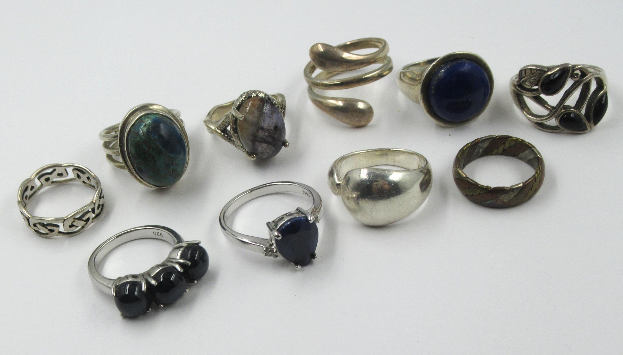 Group of ten various silver dress rings