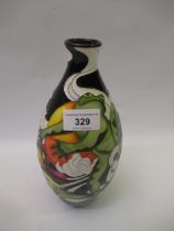 Modern Moorcroft vase with stylised decoration in the form of a frog in a landscape, by Emma