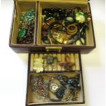 Jewellery box containing various costume jewellery