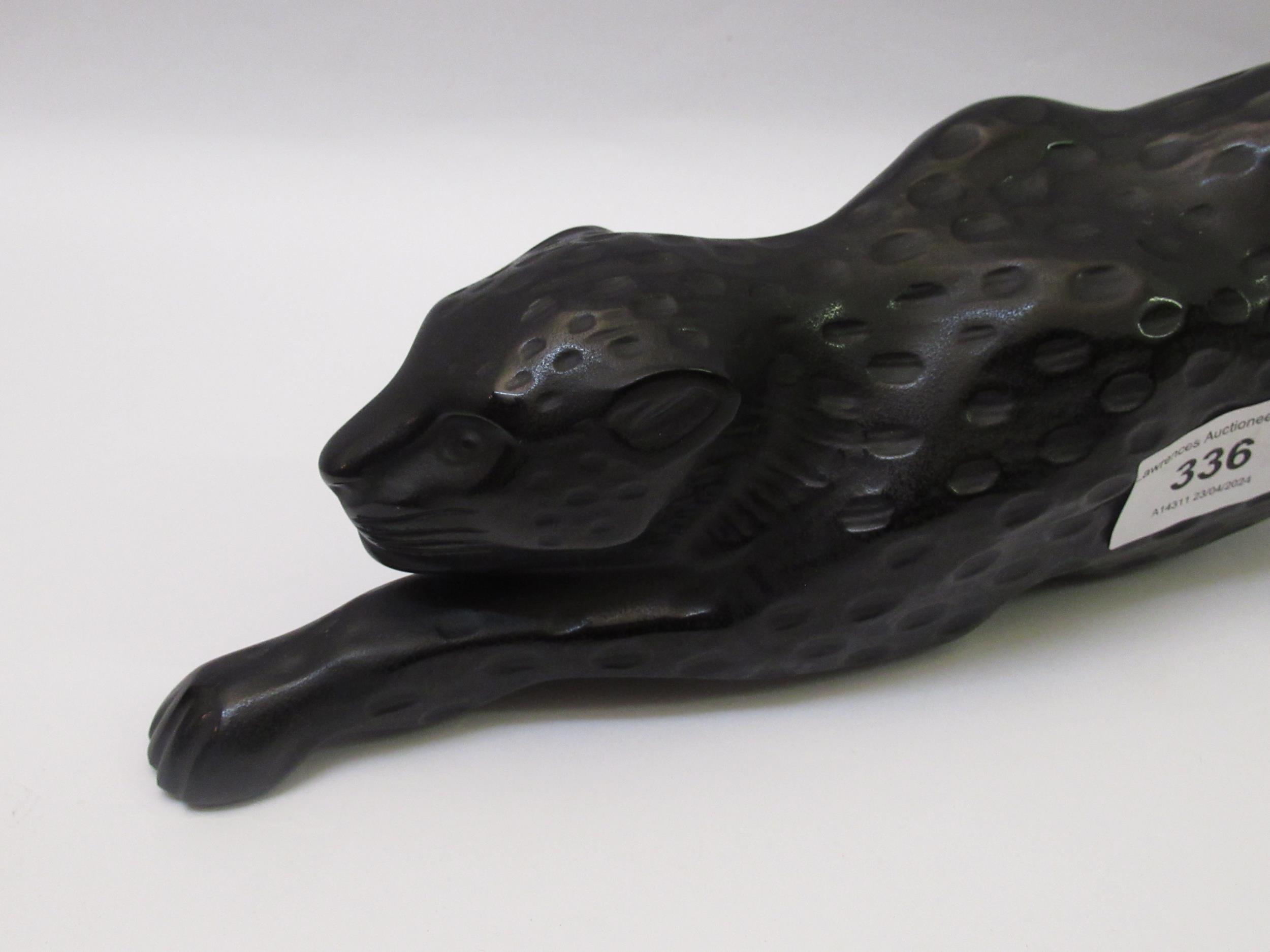 Modern Lalique black glass figure of a leopard, signed, 37cm long Good condition with no damages. No - Image 2 of 2