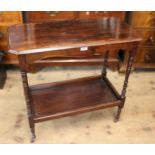 19th Century two tier side table on turned supports with casters, 19th century side chair and