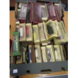 Box containing a large collection of various Matchbox Models of Yesteryear and Lledo models of