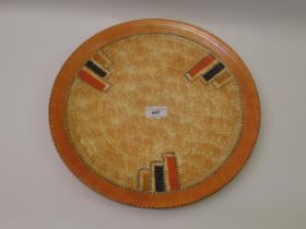 Crown Ducal Charlotte Rhead style circular pottery wall charger, with orange border, 36cm diameter