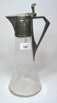 WMF silvered pewter and cut glass claret jug, 30cm high