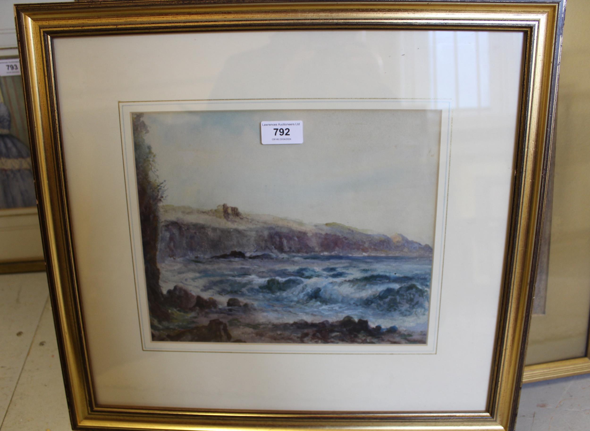 Albert Pollitt, watercolour, coastal scene, 23 x 28cm, gilt framed - Image 2 of 2