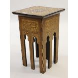 19th Century Liberty type square occasional table, with mother of pearl and exotic wood inlay,