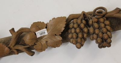 Large 19th Century Continental carved wooden overdoor in the form of a grapevine, probably Black