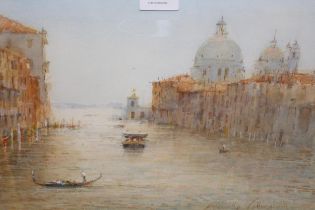 Grenville Cottingham watercolour, Venice canal scene with gondolas, signed, gilt framed, 26 x 36cm