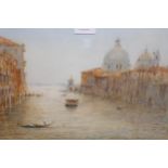 Grenville Cottingham watercolour, Venice canal scene with gondolas, signed, gilt framed, 26 x 36cm