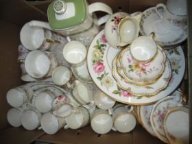 Royal Crown Derby Pinxton Roses cup and saucer, two similar small plates, Derby Posies miniature jug