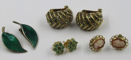 David Andersen, pair of silver gilt and enamel ear clips, together with a pair of Christian Dior ear