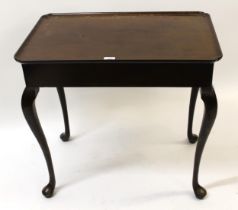 19th Century mahogany silver table, the rectangular dish top with pinched corners above a plain