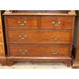 20th Century mahogany chest of two short over two long drawers, with brass swan neck handles with