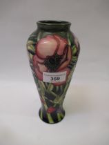 Moorcroft pink anemone baluster form vase, 20.5cm high In good condition, no crazing