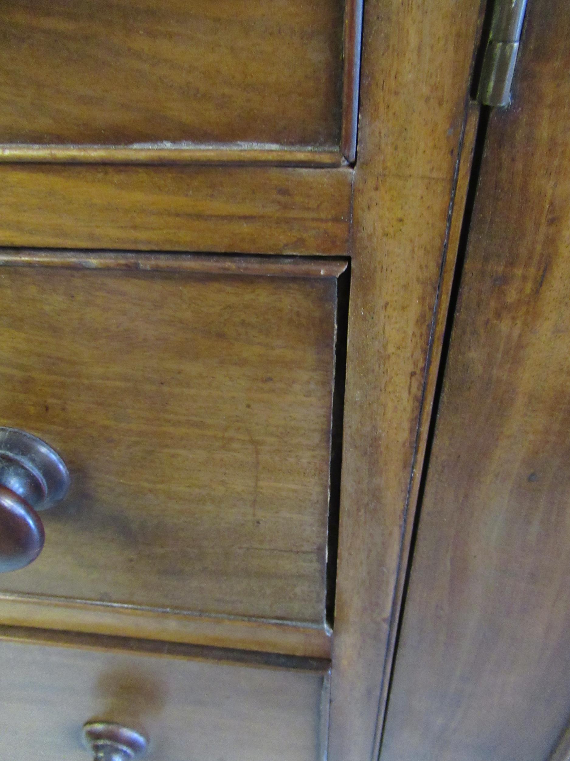 19th Century mahogany press / housekeeper's cupboard, 194cm wide Some losses to handles as shown - Image 7 of 8