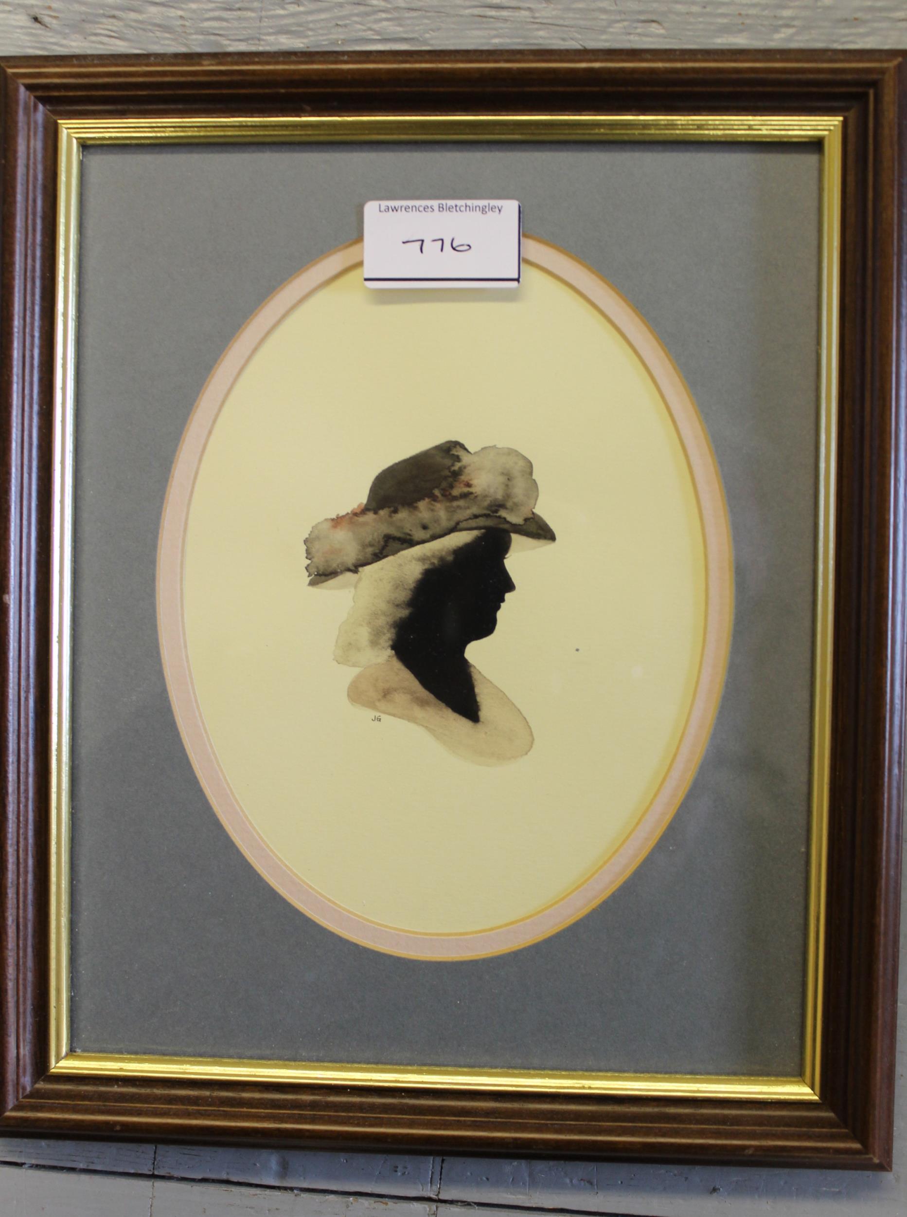 19th Century oval mounted watercolour portrait of a girl, 20 x 17cm, gilt framed, together with an - Image 3 of 3