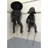 Gail Runyon Perry, pair of bronzed resin garden sculptures of children gardeners, the tallest 88cm