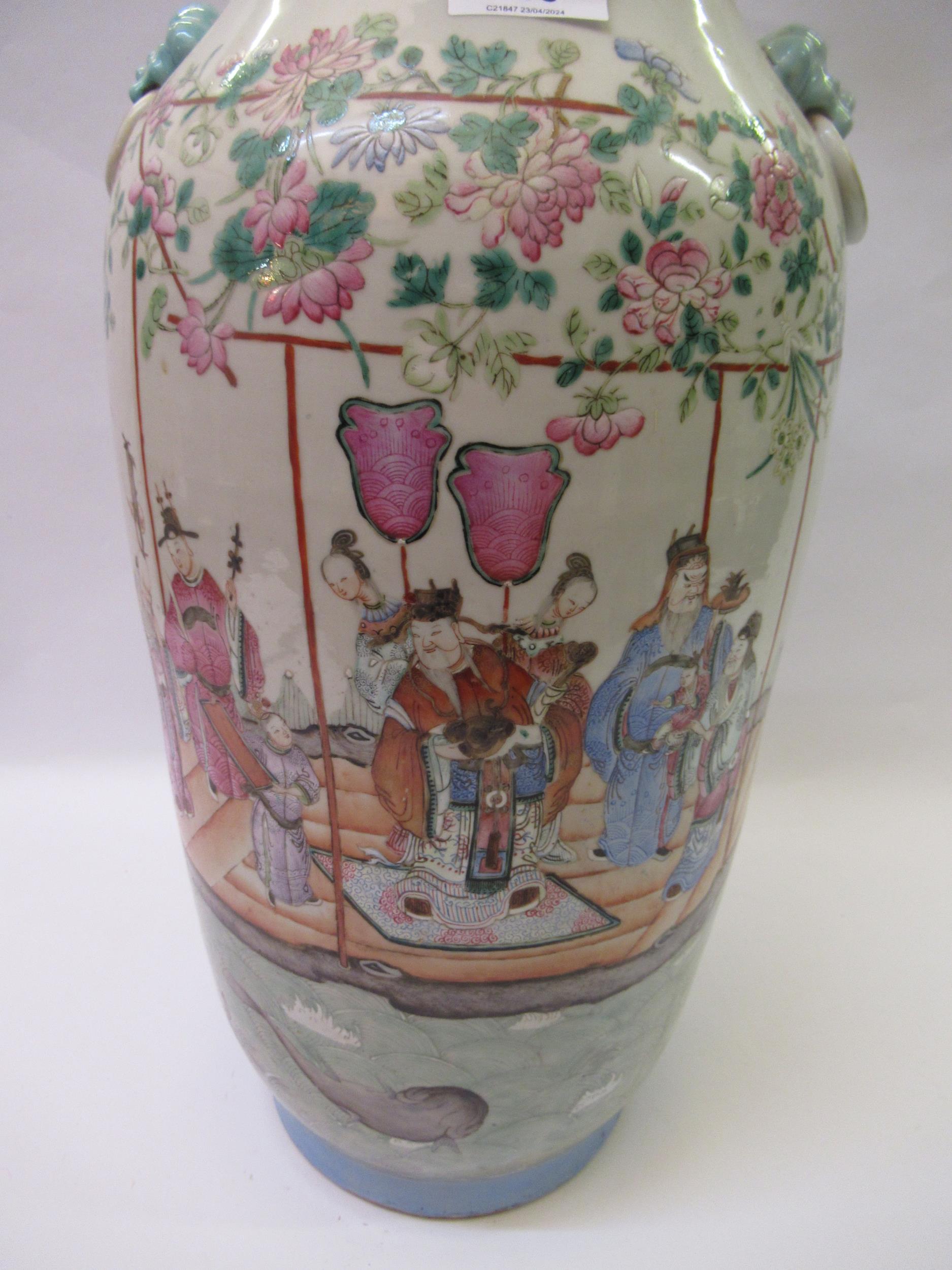 Large 19th Century Chinese famille rose baluster form vase decorated with a continuous scene of - Image 2 of 16