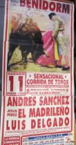 Large Spanish bull fight advertising poster, circa 1960's (in three parts joined), 190 x 90cm