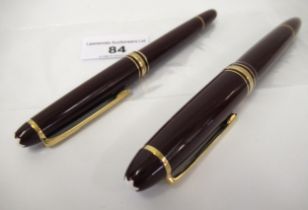 Montblanc No. 146 fountain pen with an 18ct gold nib, together with another similar Montblanc