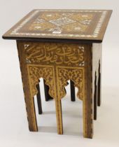 19th Century Liberty type square occasional table, with mother of pearl and hardwood inlays,