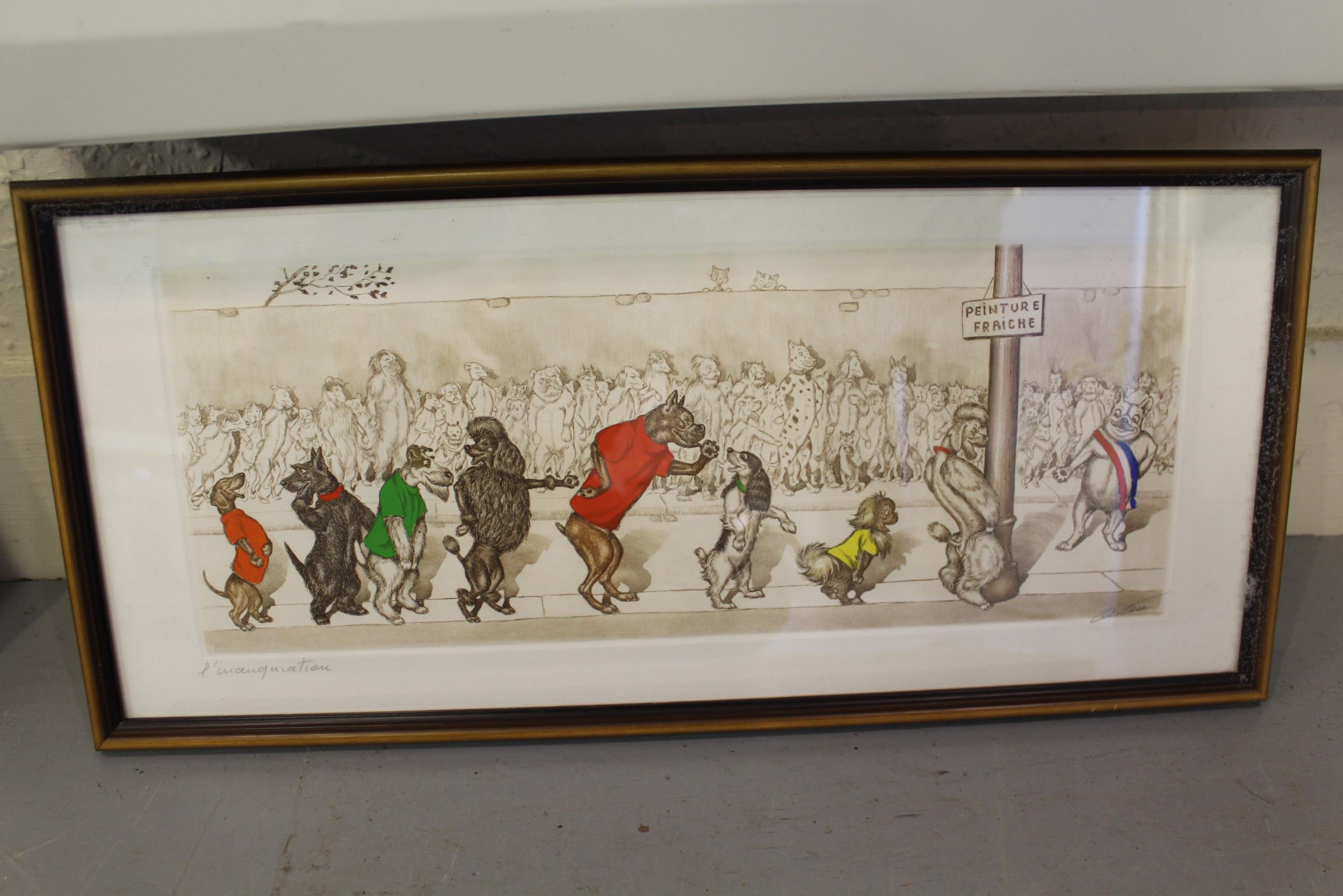 Boris Oklein, group of five various coloured etchings, caricatures of dogs, signed by the artist, - Image 3 of 6