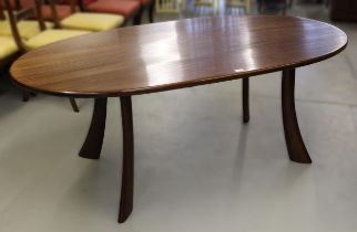 Mid 20th Century mahogany oval dining table on stylised outswept supports, 180 x 100cm approximately