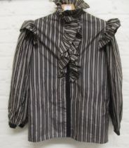 Saint Laurent Rive Gauche , ladies striped and frilled blouse (no size label), together with a