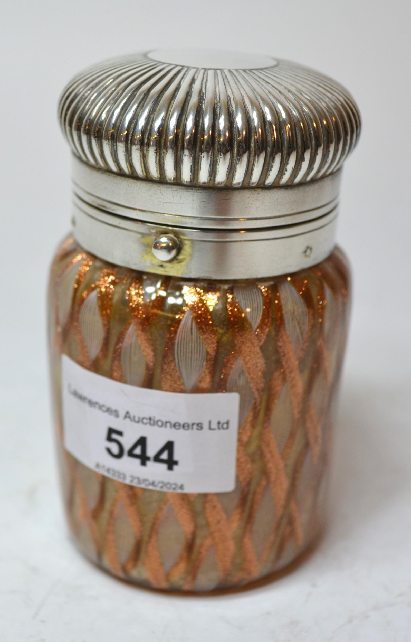 Late Victorian London silver mounted Venetian Latticino glass smelling salts bottle, 1893 Height