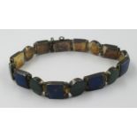 Acleoni silver gilt bracelet set lapis lazuli and malachite