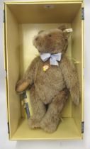 Large modern Steiff 1996 teddy bear of a 1951 replica with certificate, having blue bow tie in