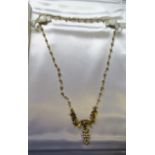 9ct Gold necklet set seed pearls in the form of a grape vine, gross weight 8.5g