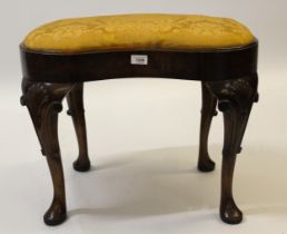 19th Century walnut kidney shaped stool in George II style, the drop-in seat above a moulded